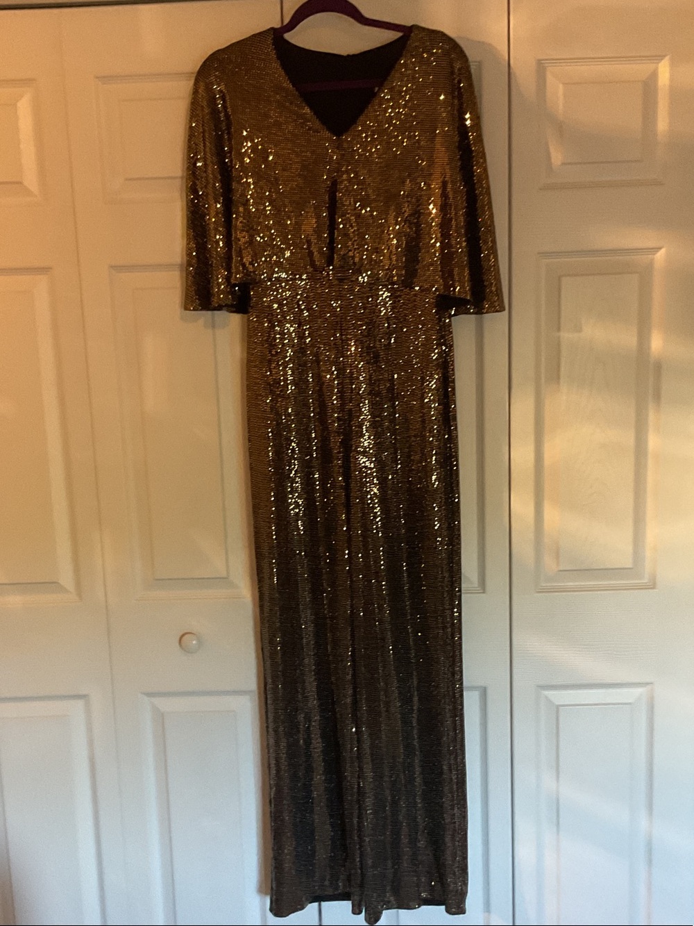 Joseph Ribkoff Gold Sequin Wide Leg Jumpsuit